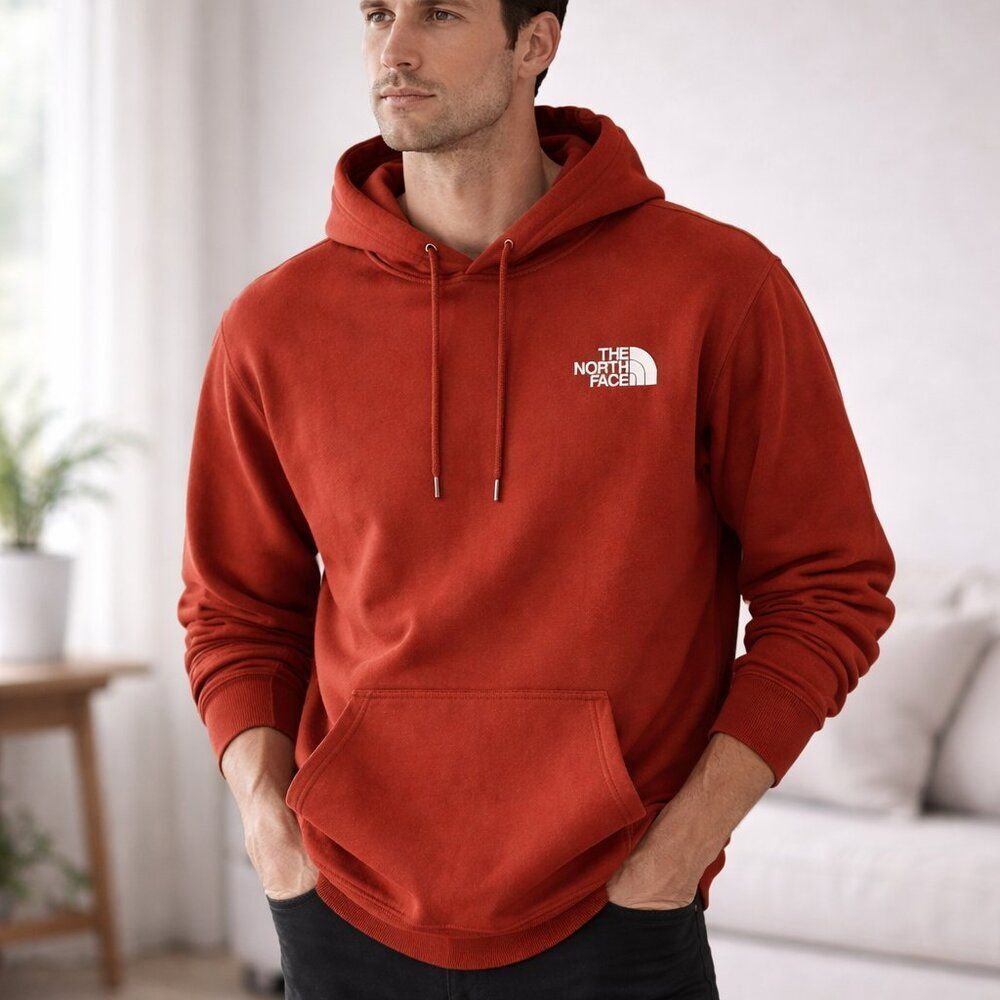 The North Face Men’s Hoodie Red Pullover Logo Graphic Outdoor Casual Size M